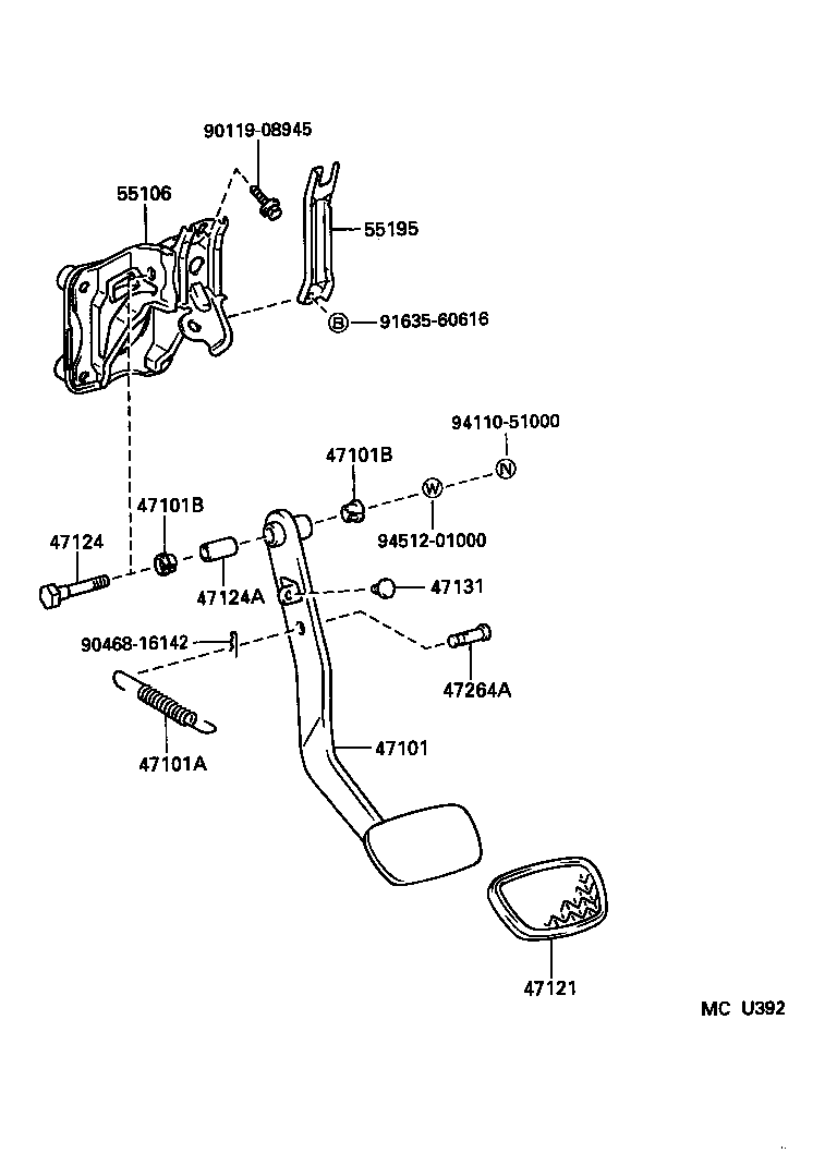 47101-30370 PEDAL SUB-ASSY, BRAKE product image