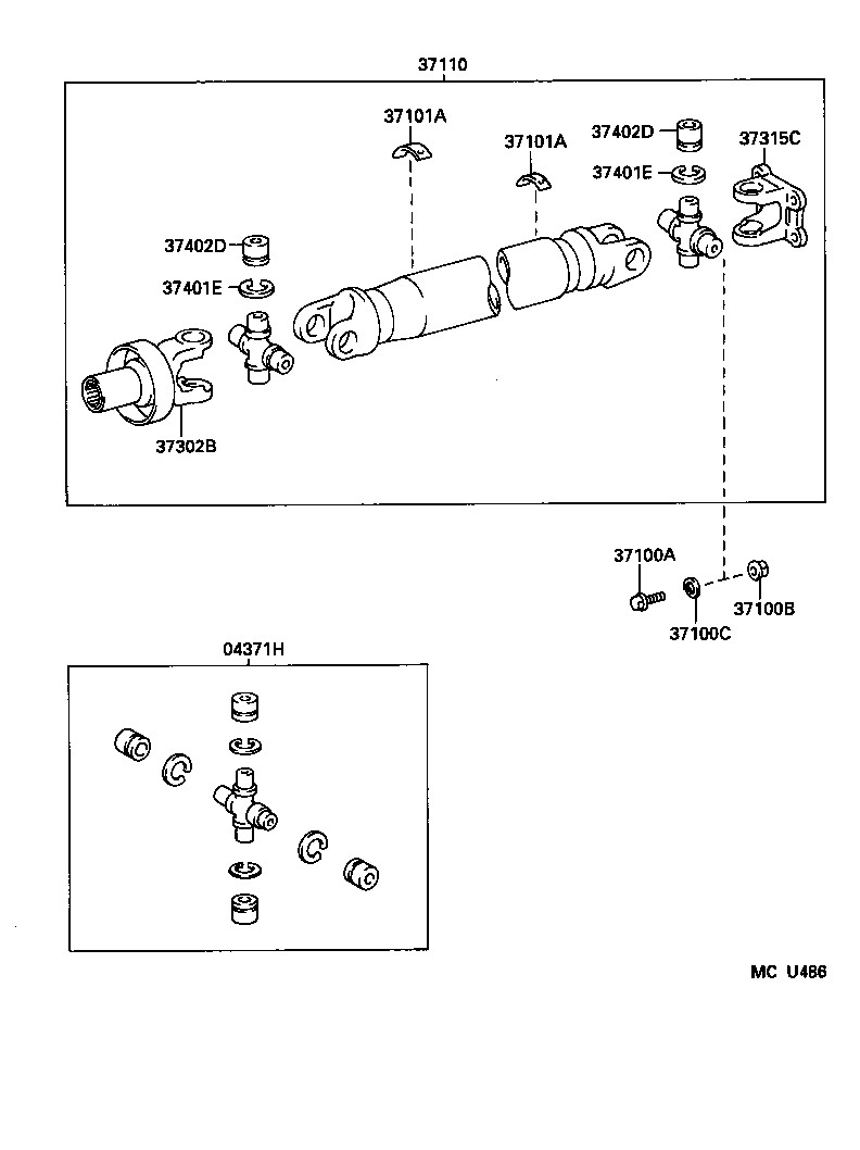 04371-35050 SPIDER KIT, FRONT PROPELLER SHAFT UNIVERSAL JOINT product image