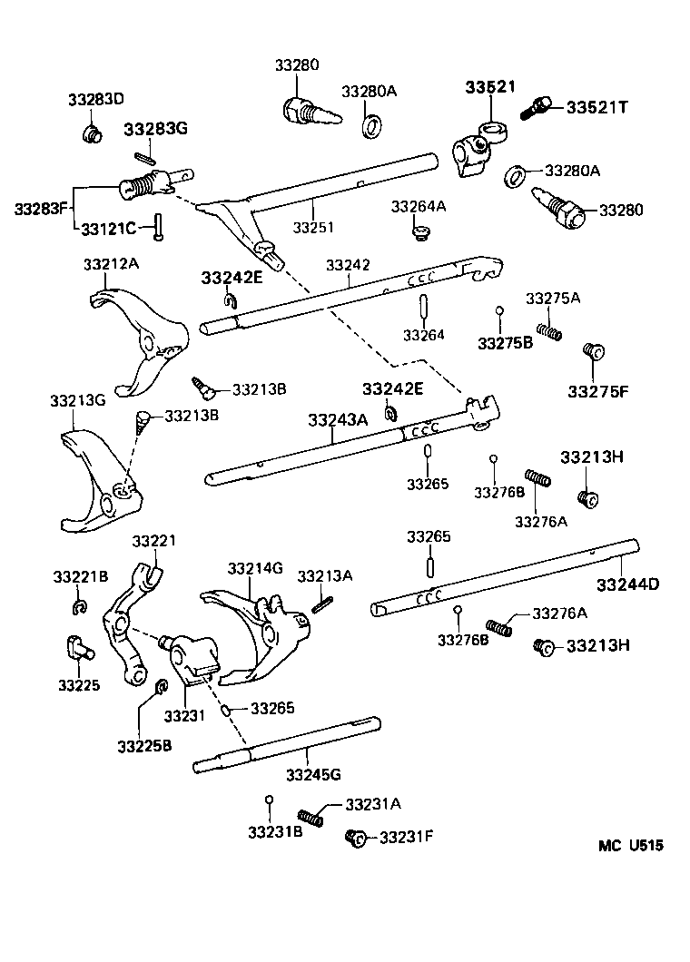 33242-60090 SHAFT, GEAR SHIFT FORK, NO.1 product image