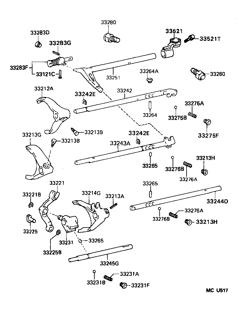 33242-60090 SHAFT, GEAR SHIFT FORK, NO.1 product image