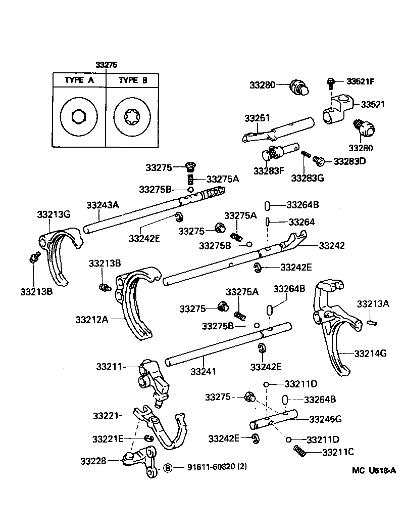 Toyota 33251-30100 LEVER, SHIFT & SELECT