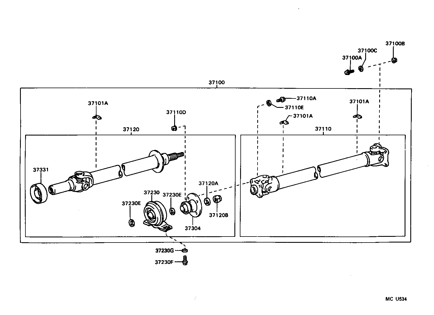 37100-30570 SHAFT ASSY, PROPELLER W/CENTER BEARING product image
