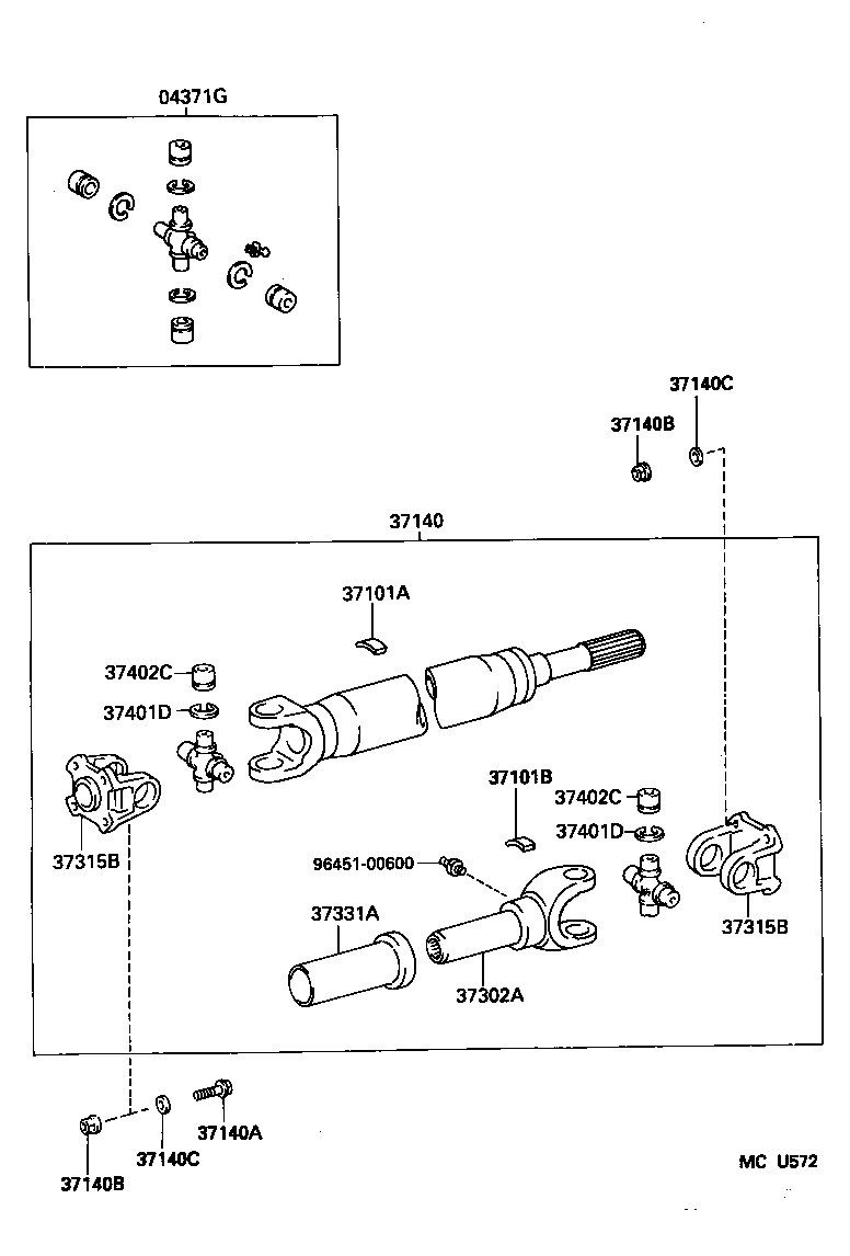 37140-65010 SHAFT ASSY, PROPELLER, FRONT product image