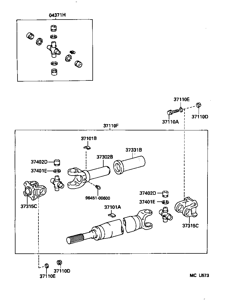 37140-65010 SHAFT ASSY, PROPELLER, FRONT product image