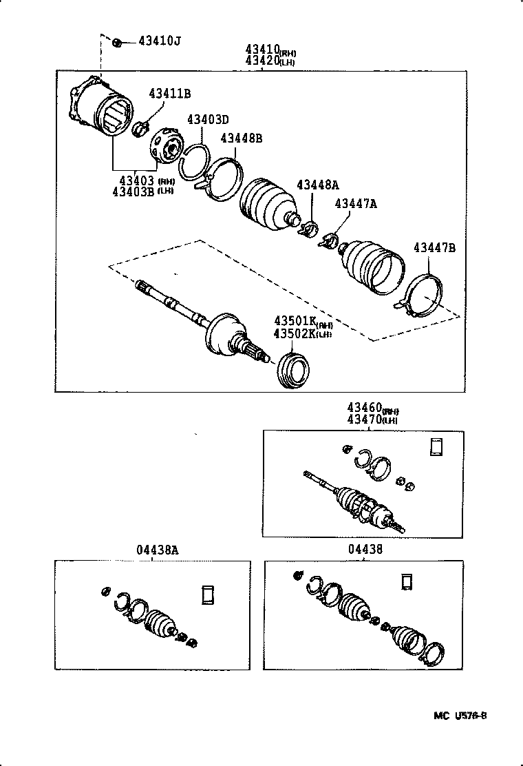 04438-65010 BOOT KIT, FRONT DRIVE SHAFT INBOARD JOINT product image