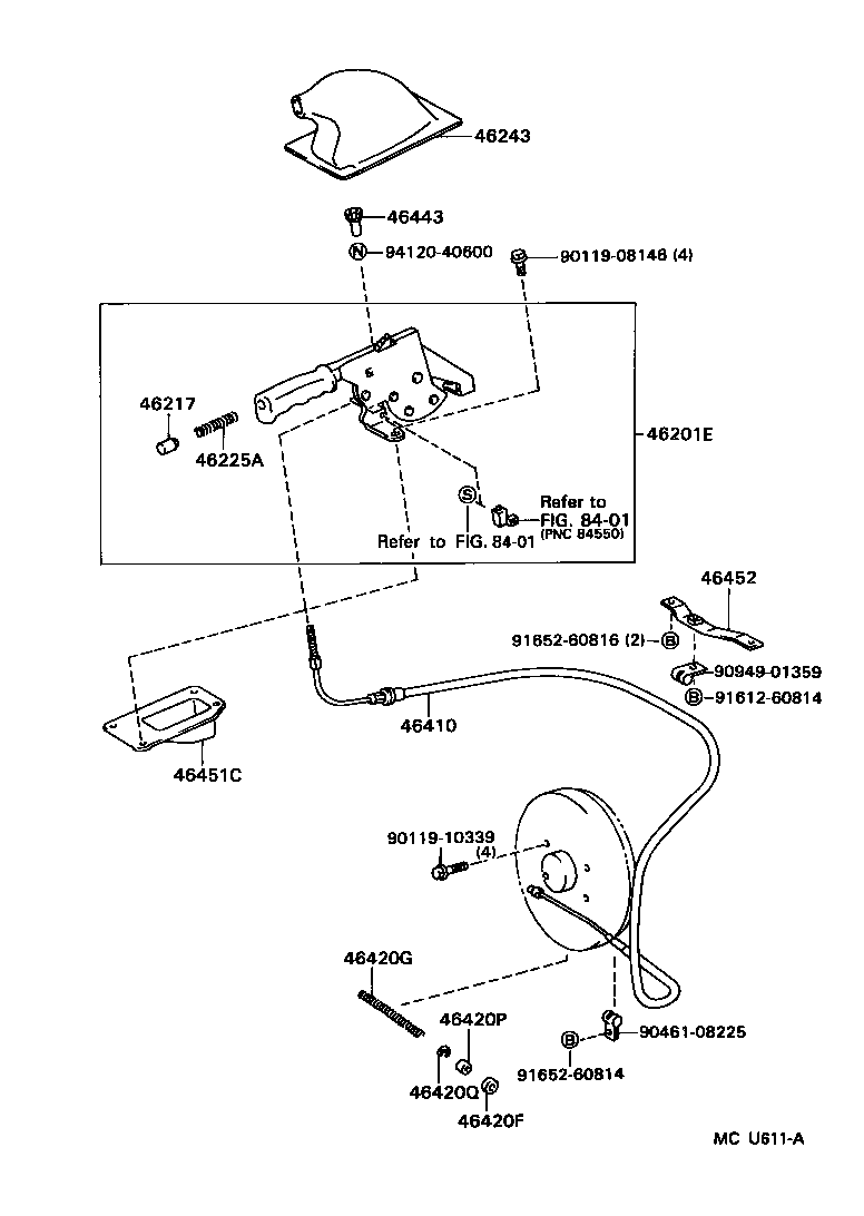 46451-65010 BRACKET, PARKING BRAKE CABLE SUPPORT, NO.1 product image