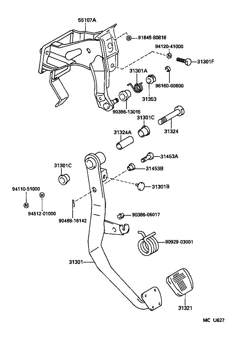 31301-30240 PEDAL SUB-ASSY, CLUTCH product image