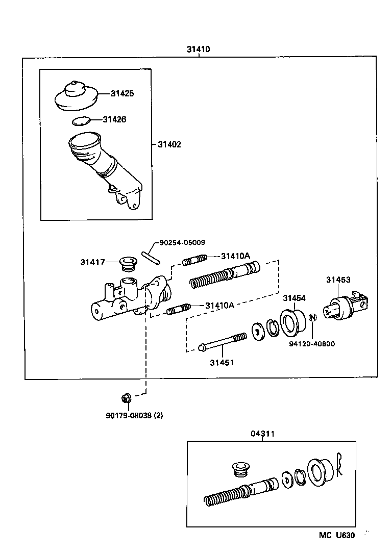 31410-30420 CYLINDER ASSY, CLUTCH MASTER product image
