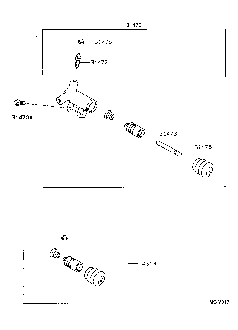 04313-17020 CYLINDER KIT, CLUTCH RELEASE product image