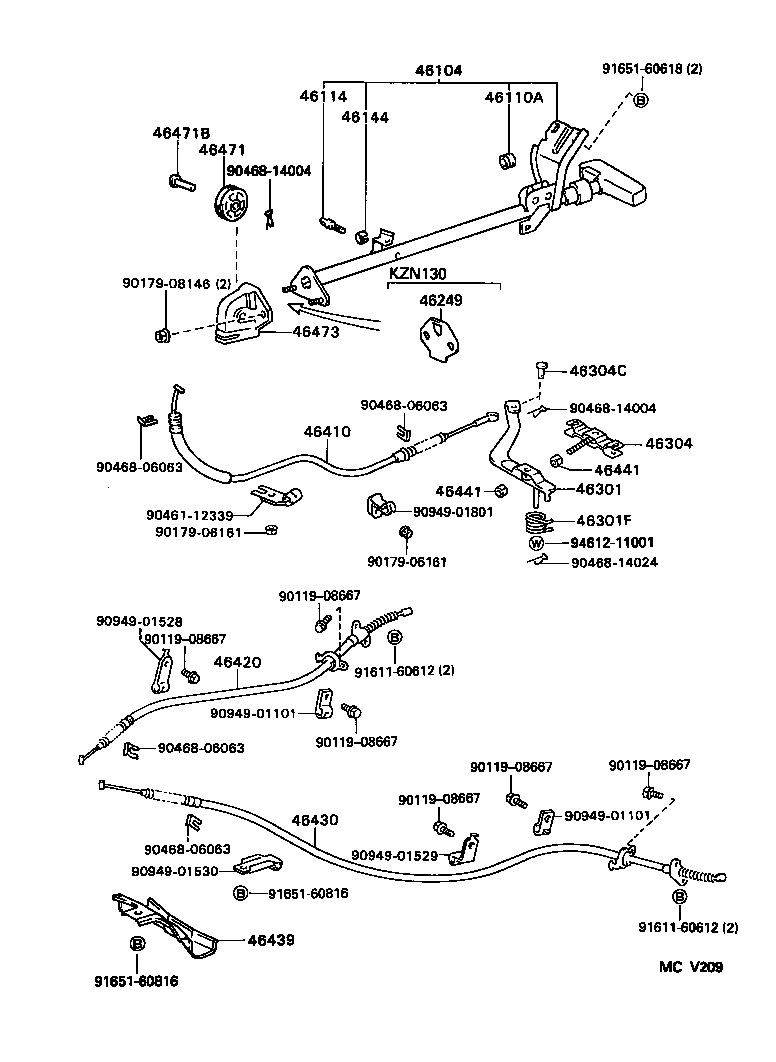 46420-35490 CABLE ASSY, PARKING BRAKE, NO.2 product image