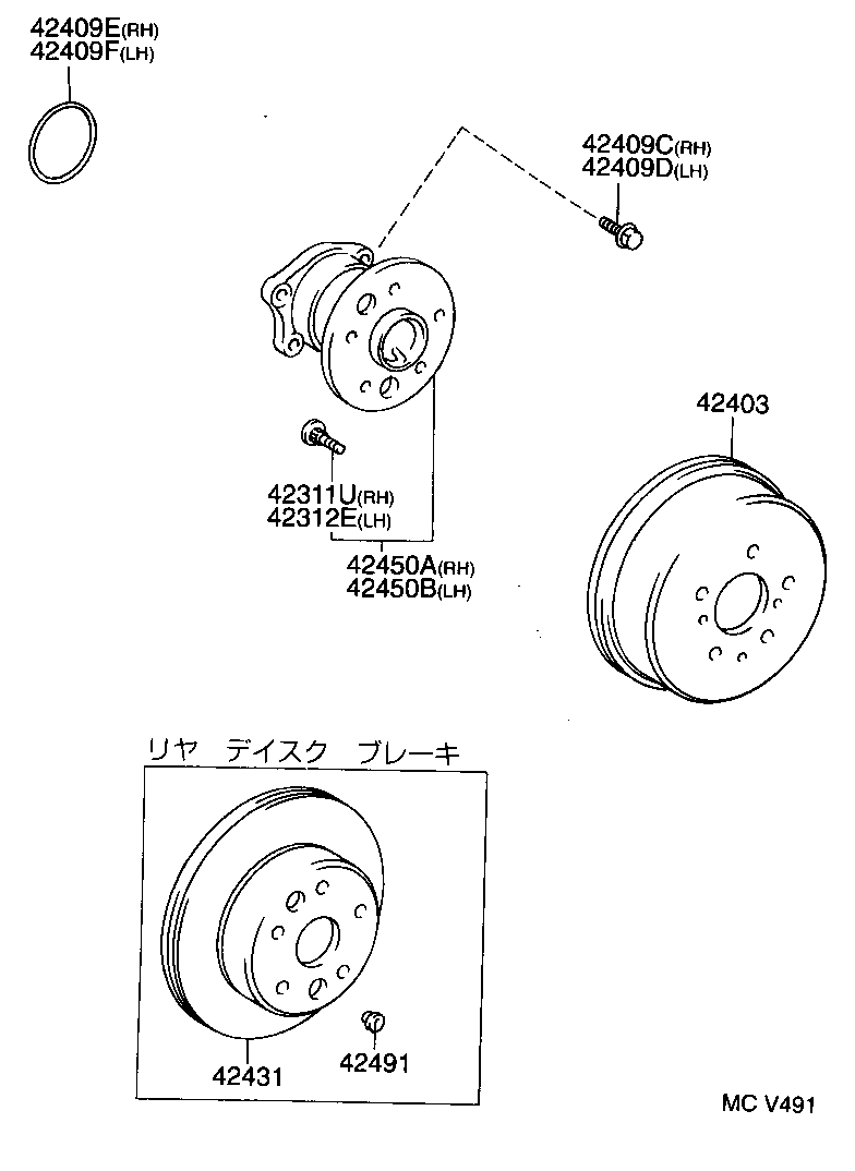 42410-32090 HUB & BEARING ASSY, REAR AXLE, RH product image