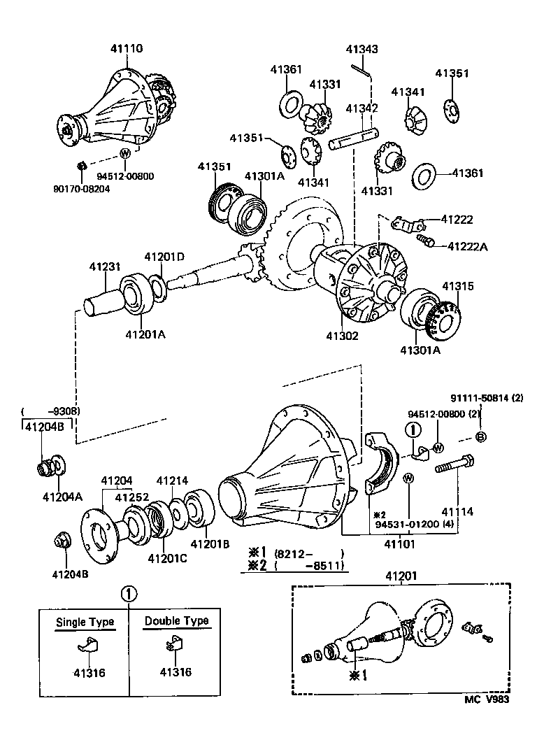 41110-20192 CARRIER ASSY, DIFFERENTIAL, REAR product image