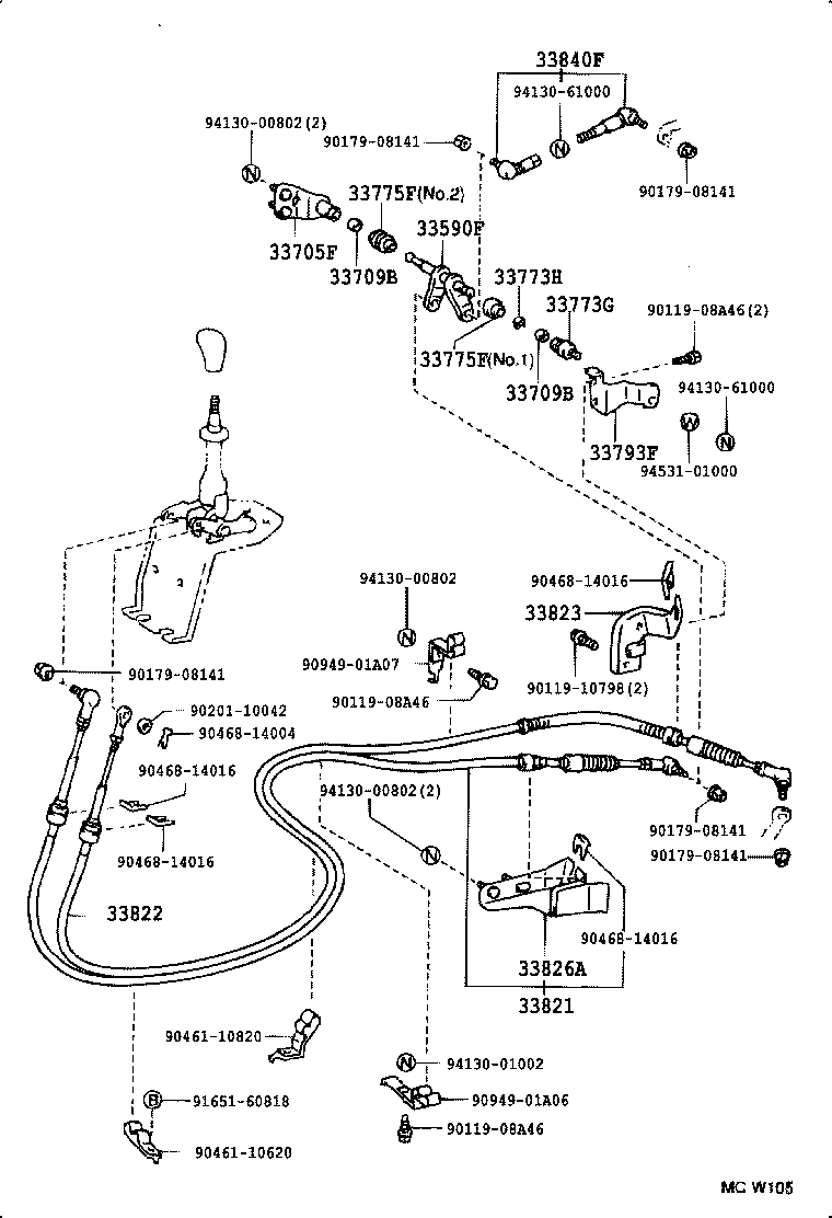 33820-37640 CABLE TRANSMISSION CONTROL SHIFT (FOR FLOOR SHIFT) product image