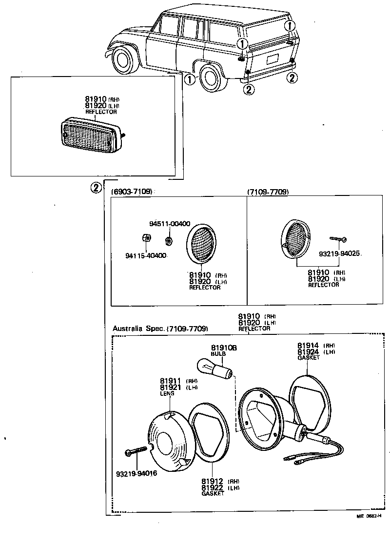 81910-60031 REFLECTOR ASSY, REFLEX, RH product image