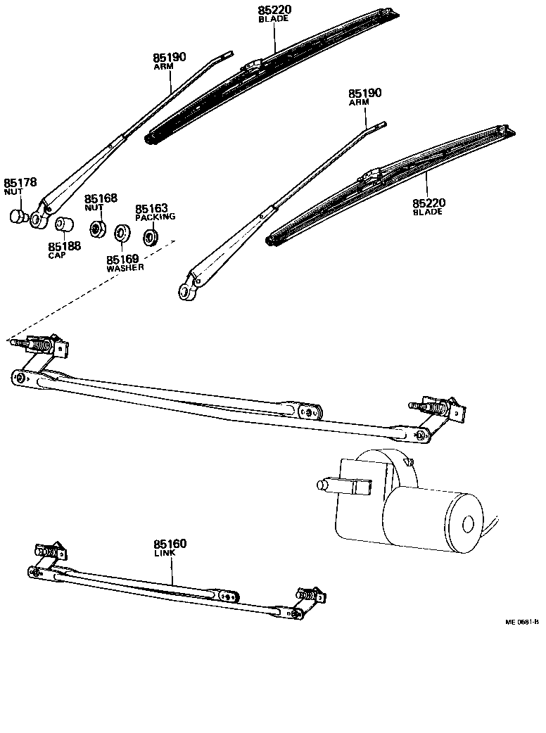 85110-95211 MOTOR ASSY, WINDSHIELD WIPER product image