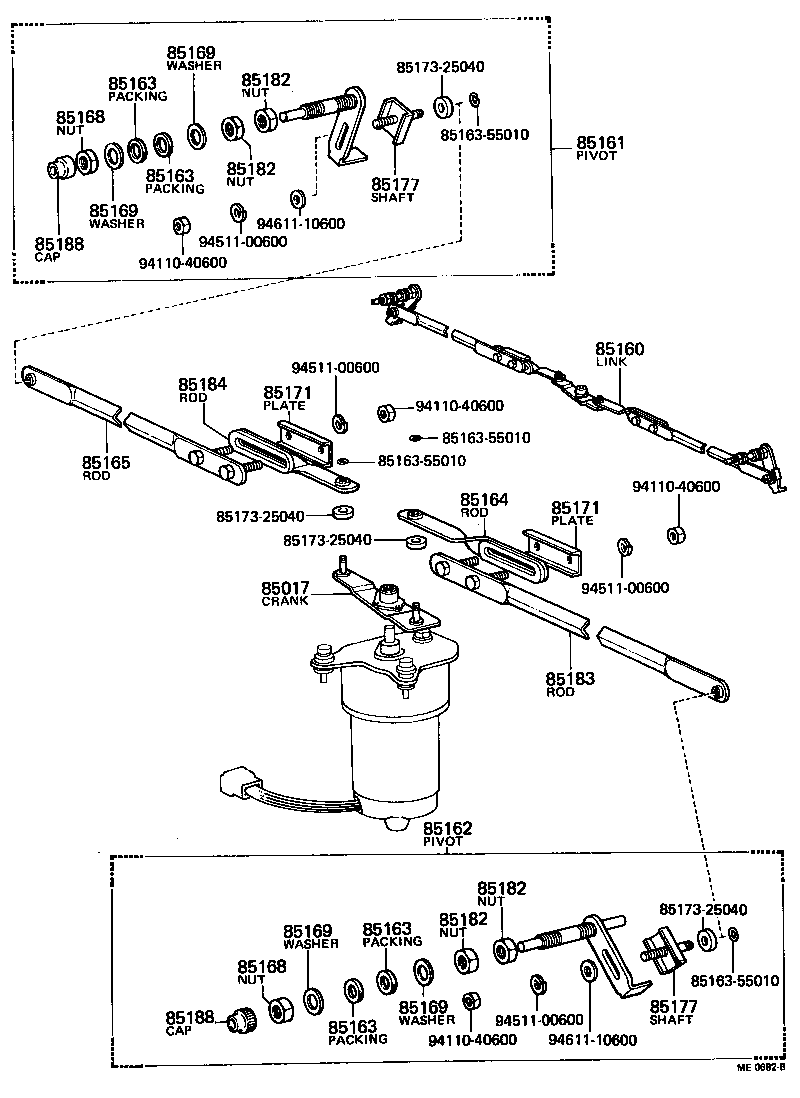 85110-95211 MOTOR ASSY, WINDSHIELD WIPER product image