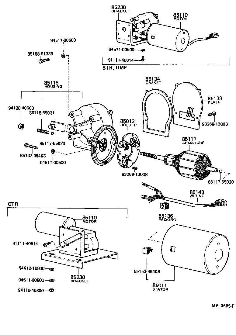 85110-95211 MOTOR ASSY, WINDSHIELD WIPER product image