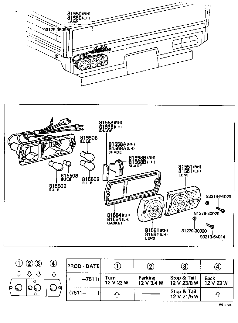 81550-29396 LAMP ASSY, REAR COMBINATION, RH product image