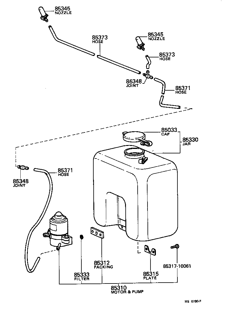 90446-06265 HOSE, WINDSHIELD WASHER (FROM MOTOR TO JOINT) product image
