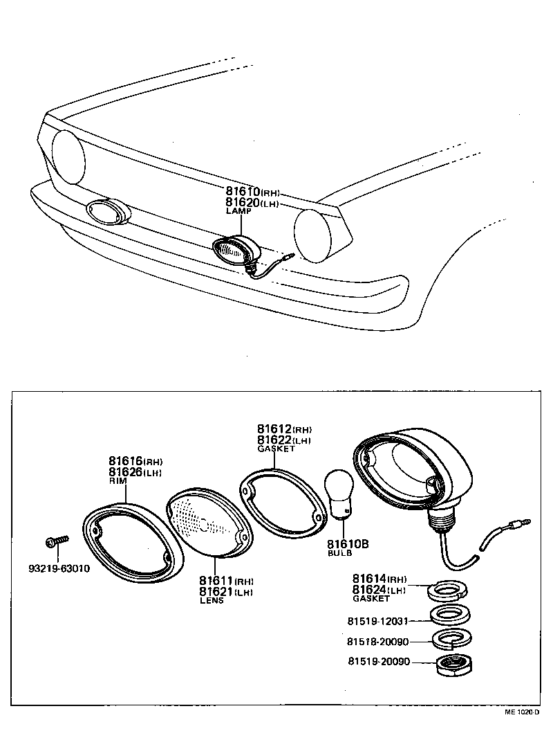 81516-20090 RIM, PARKING AND CLEARANCE LAMP, RH product image