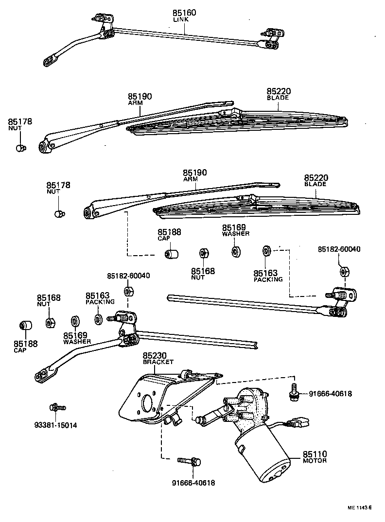 85110-95012 MOTOR ASSY, WINDSHIELD WIPER product image