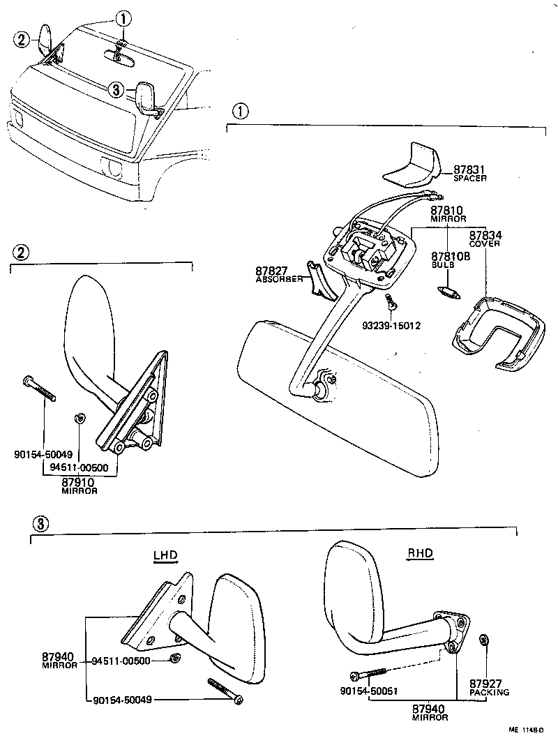 87920-95090 MIRROR ASSY, OUTER REAR VIEW, LH product image