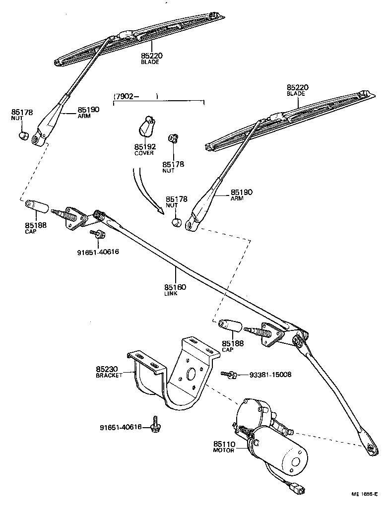 85012-60050 HOLDER SUB-ASSY, WINDSHIELD WIPER MOTOR BRUSH product image