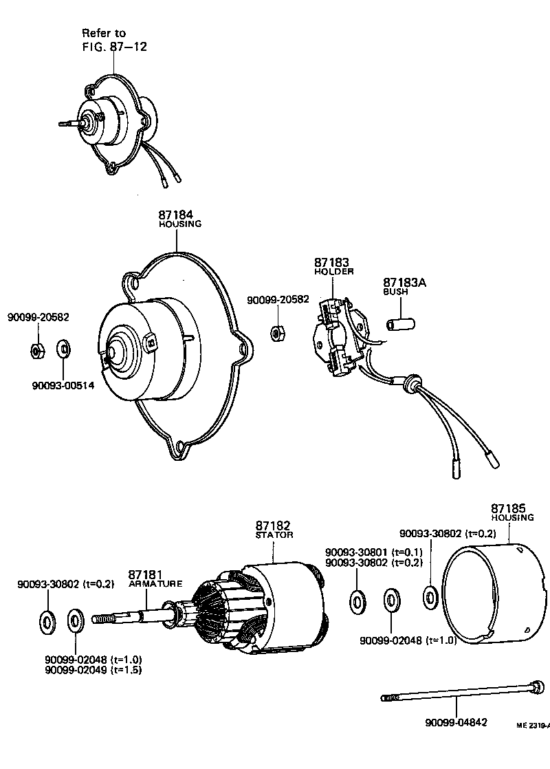 87182-22011 STATOR, HEATER BLOWER MOTOR product image