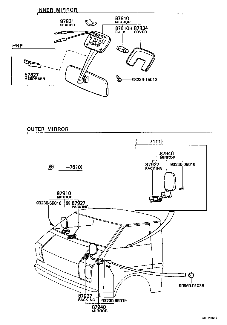 87810-95700 MIRROR ASSY, INNER REAR VIEW product image