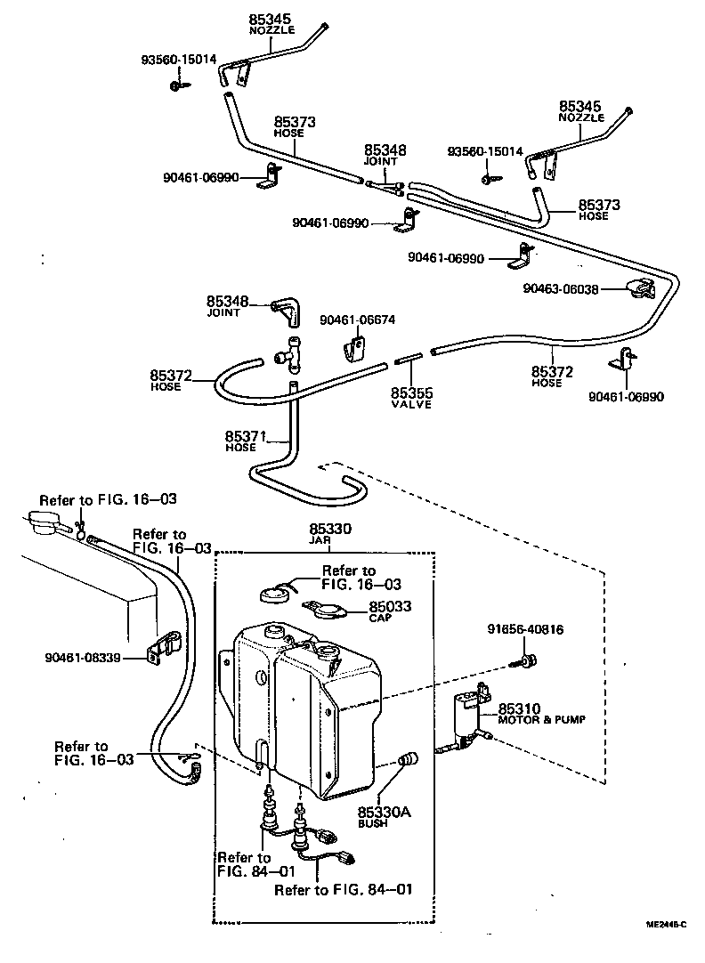 Toyota 90446-06051 HOSE, WINDSHIELD WASHER (FROM JOINT TO JOINT), NO.1