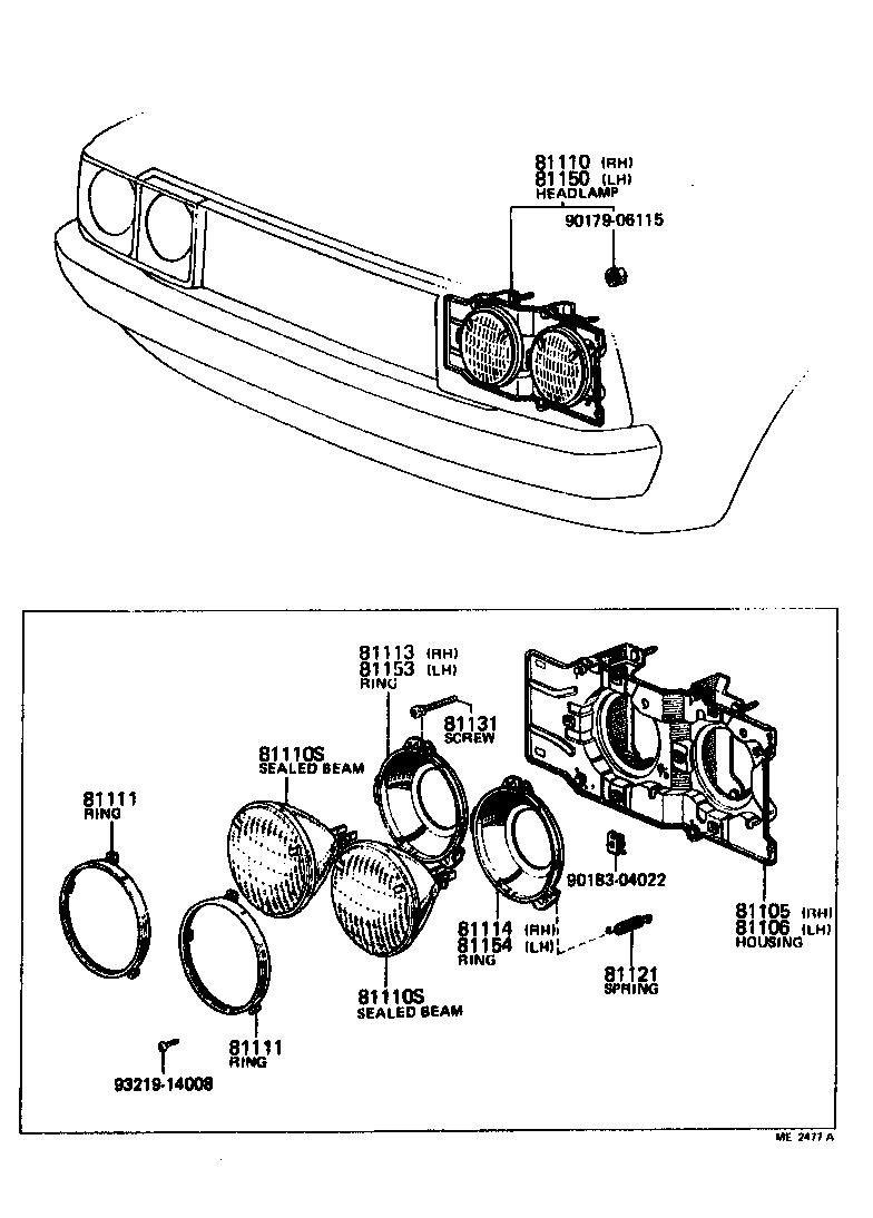 Toyota 81150-29335 HEADLAMP ASSY, LH
