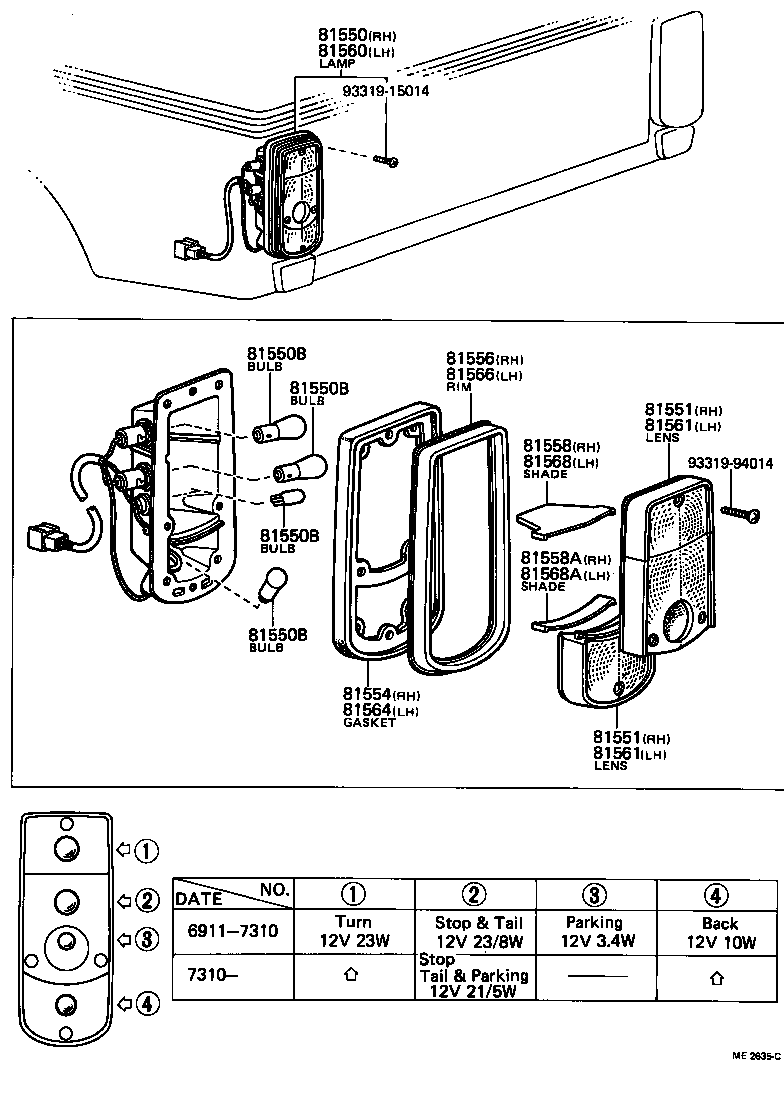 81550-10100 LAMP ASSY, REAR COMBINATION, RH product image