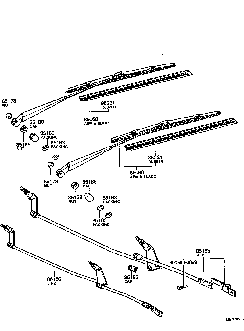 85060-14031 ARM AND BLADE ASSY, WINDSHIELD WIPER product image