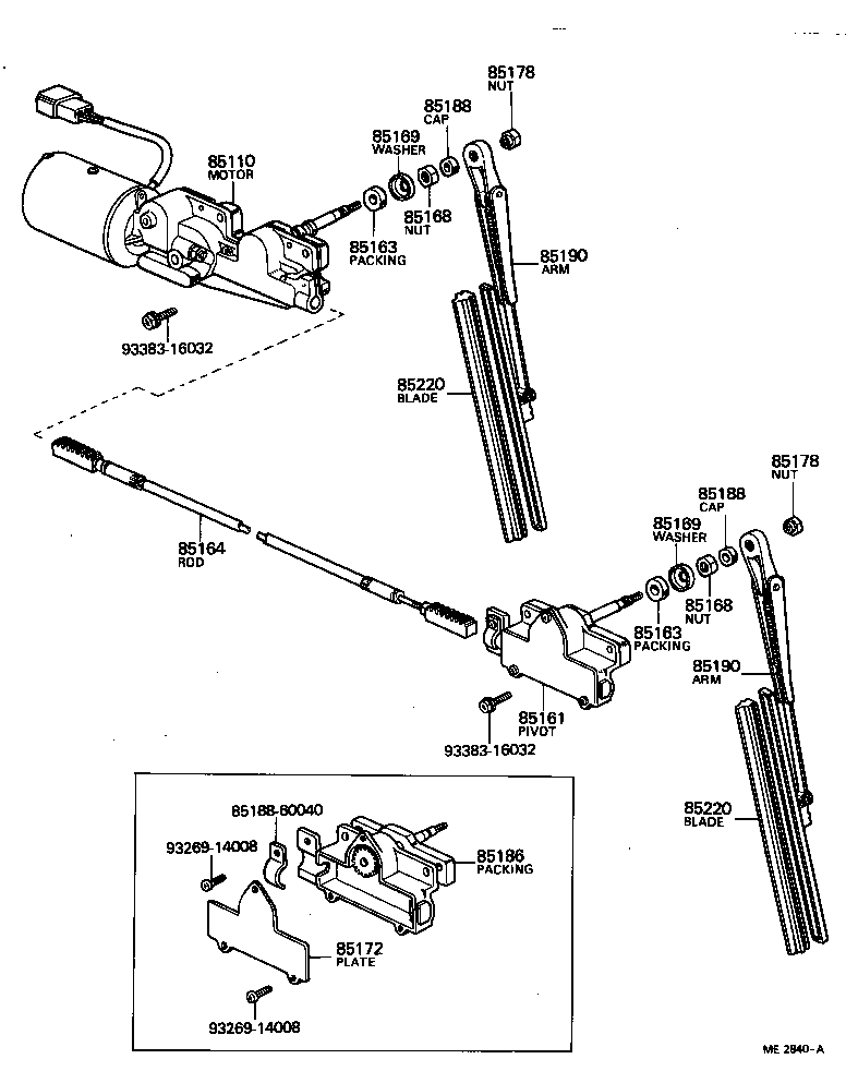85012-60050 HOLDER SUB-ASSY, WINDSHIELD WIPER MOTOR BRUSH product image