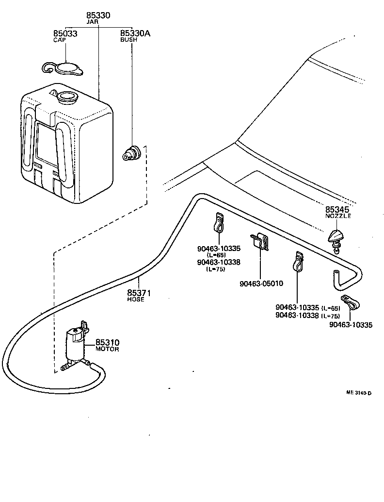 90099-33283 HOSE, WINDSHIELD WASHER (FROM MOTOR TO JOINT) product image