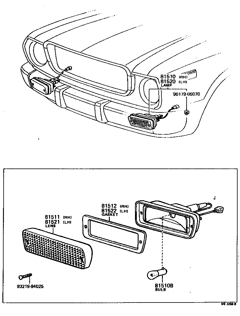 Toyota 81510-19455 LAMP ASSY, FRONT TURN SIGNAL, RH