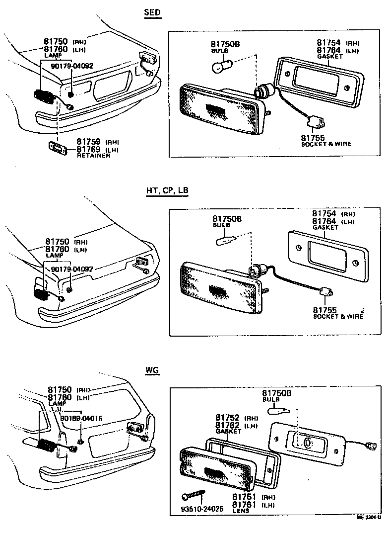 Toyota 81750-19115 LAMP ASSY, REAR SIDE MARKER, RH