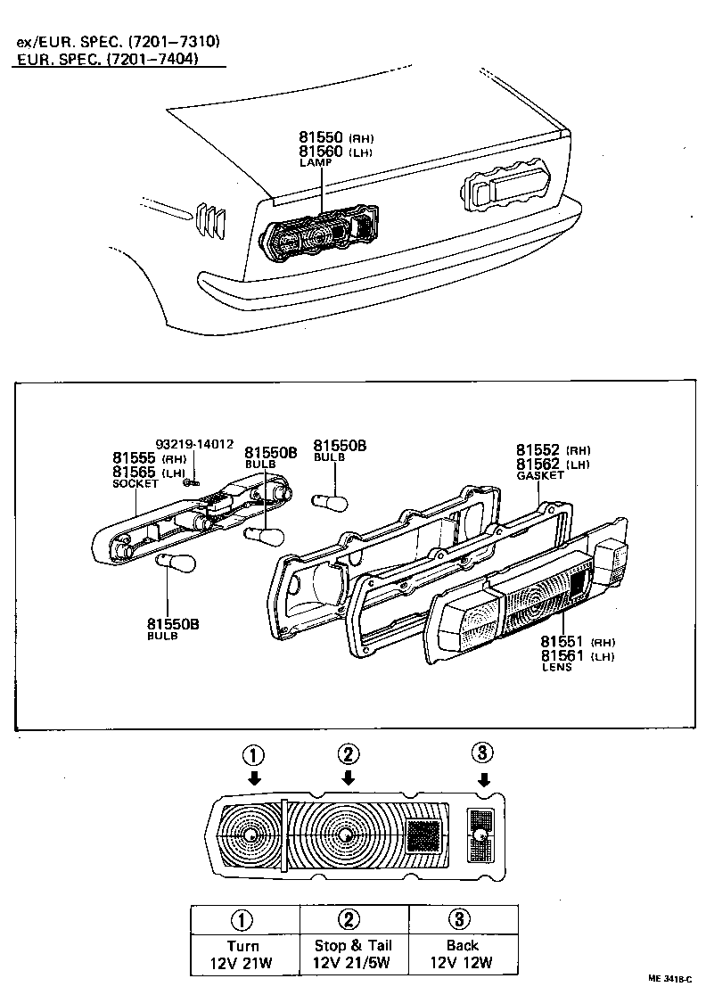 81550-19136 LAMP ASSY, REAR COMBINATION, RH product image