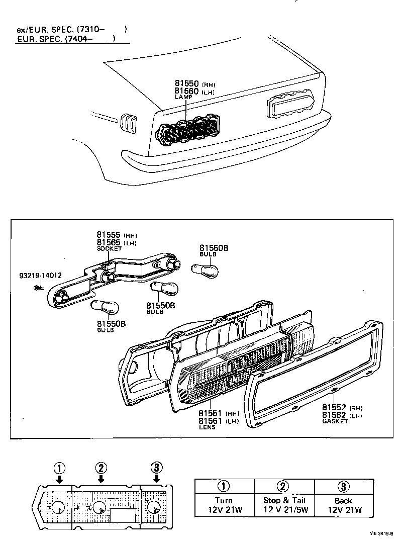 81550-19136 LAMP ASSY, REAR COMBINATION, RH product image