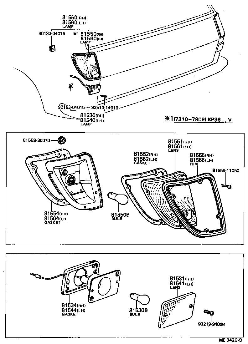 81550-19136 LAMP ASSY, REAR COMBINATION, RH product image