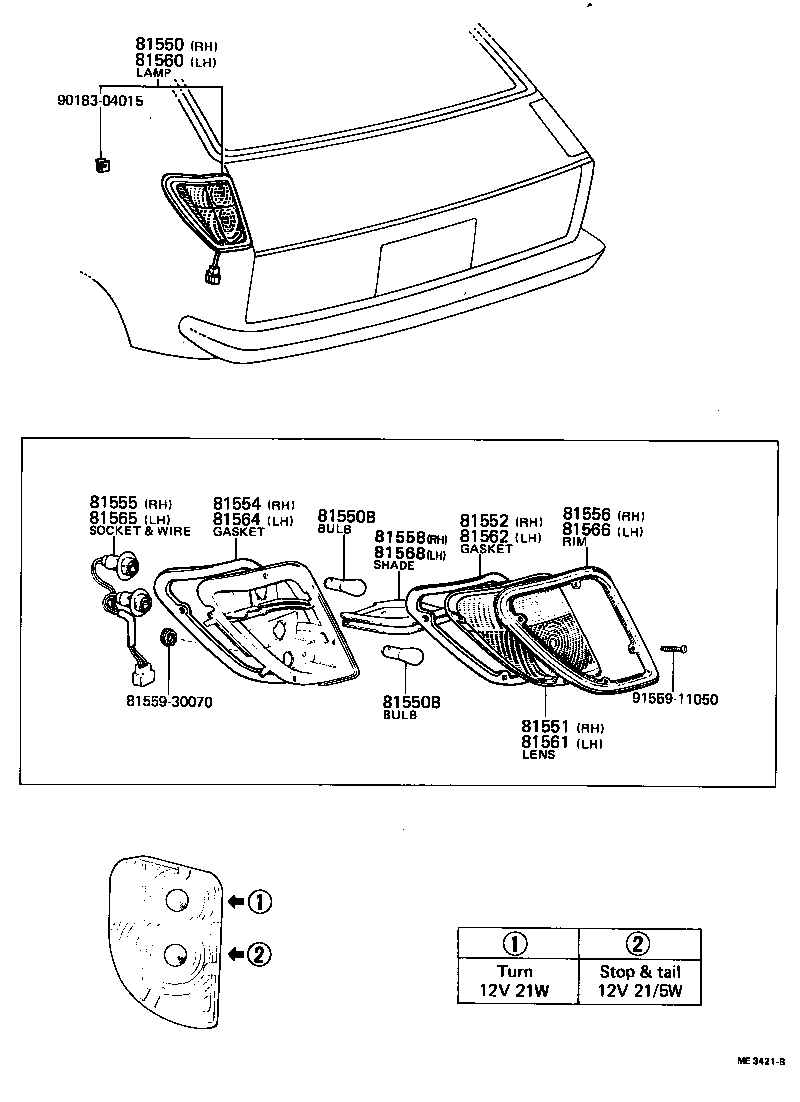 81550-19136 LAMP ASSY, REAR COMBINATION, RH product image