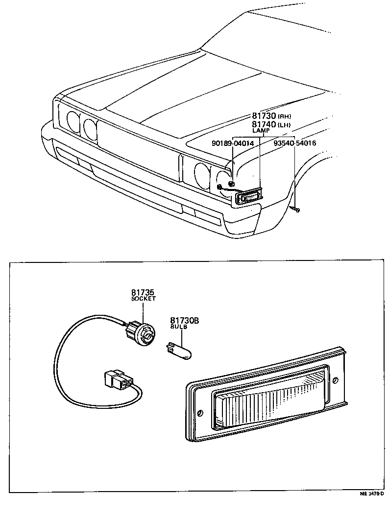 81735-30080 SOCKET AND WIRE, SIDE TURN SIGNAL LAMP product image