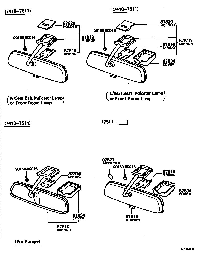 87810-30140 MIRROR ASSY, INNER REAR VIEW product image