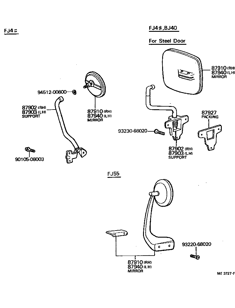87901-60020 MIRROR ASSY, OUTER REAR VIEW, RH product image