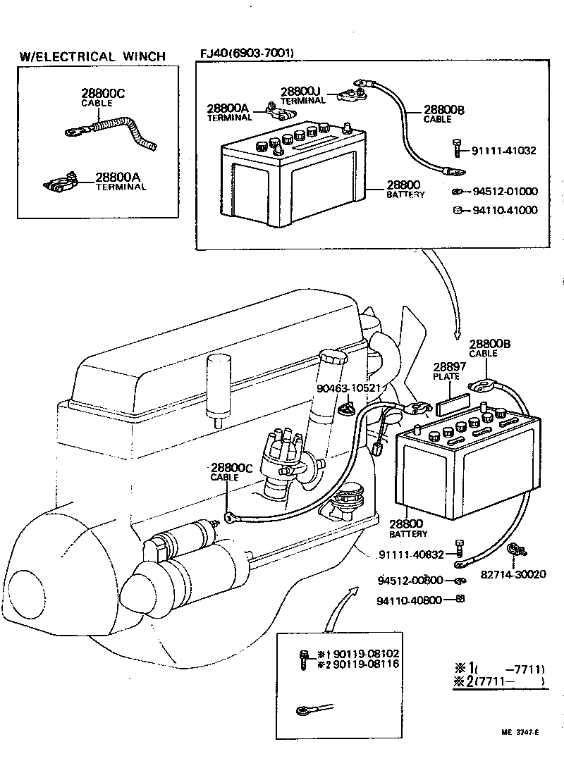 Toyota 90982-01309 CABLE, BATTERY TO STARTER(FOR BATTERY TO MAIN SWITCH)