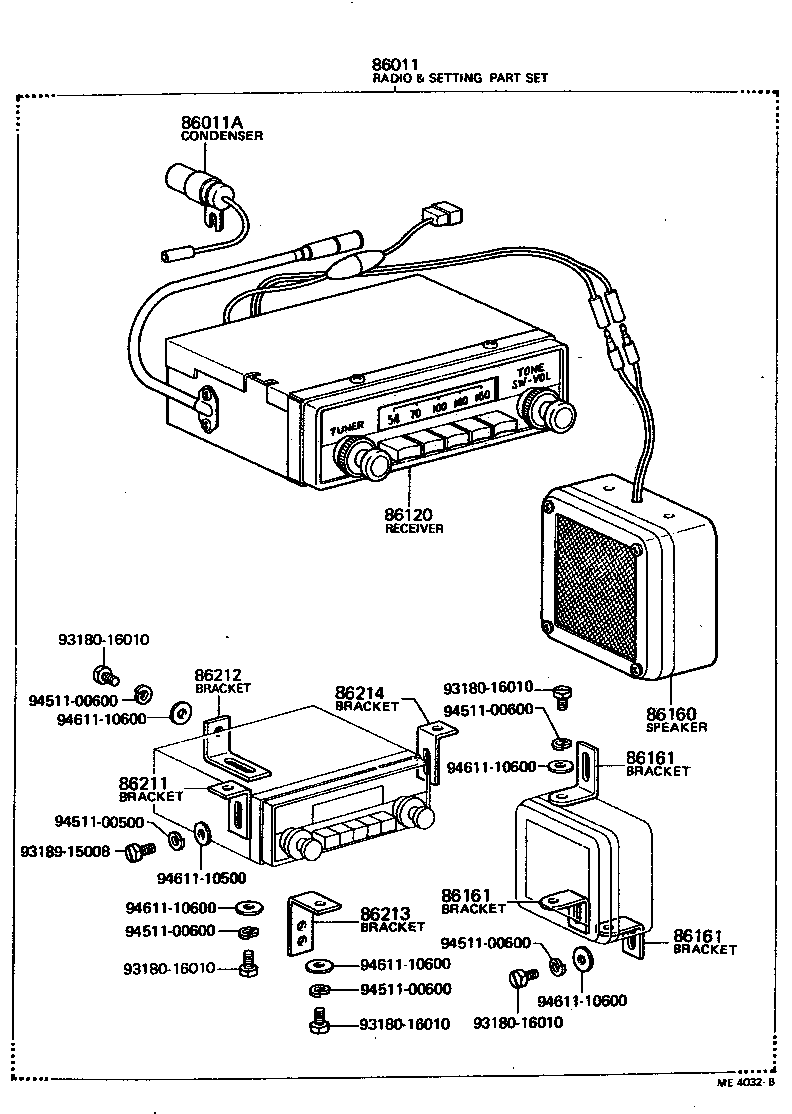 Toyota 86012-69025 PARTS SET, RADIO SETTING