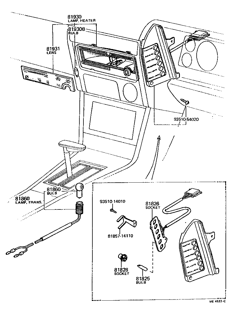 81930-22012 LAMP ASSY, HEATER CONTROL INDICATOR, NO.1 product image