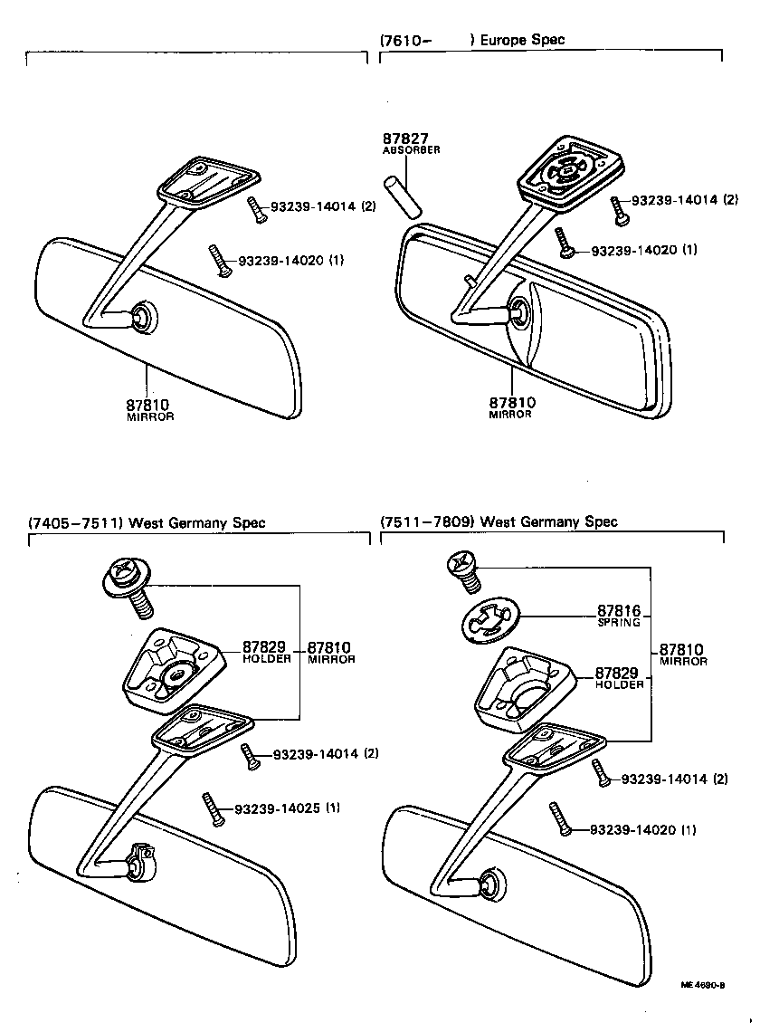 87828-22020 ABSORBER, INNER REAR VIEW MIRROR product image