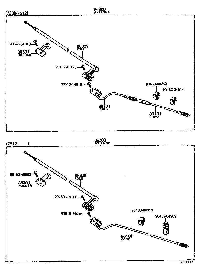 Toyota 86300-29035 ANTENNA ASSY, W/HOLDER