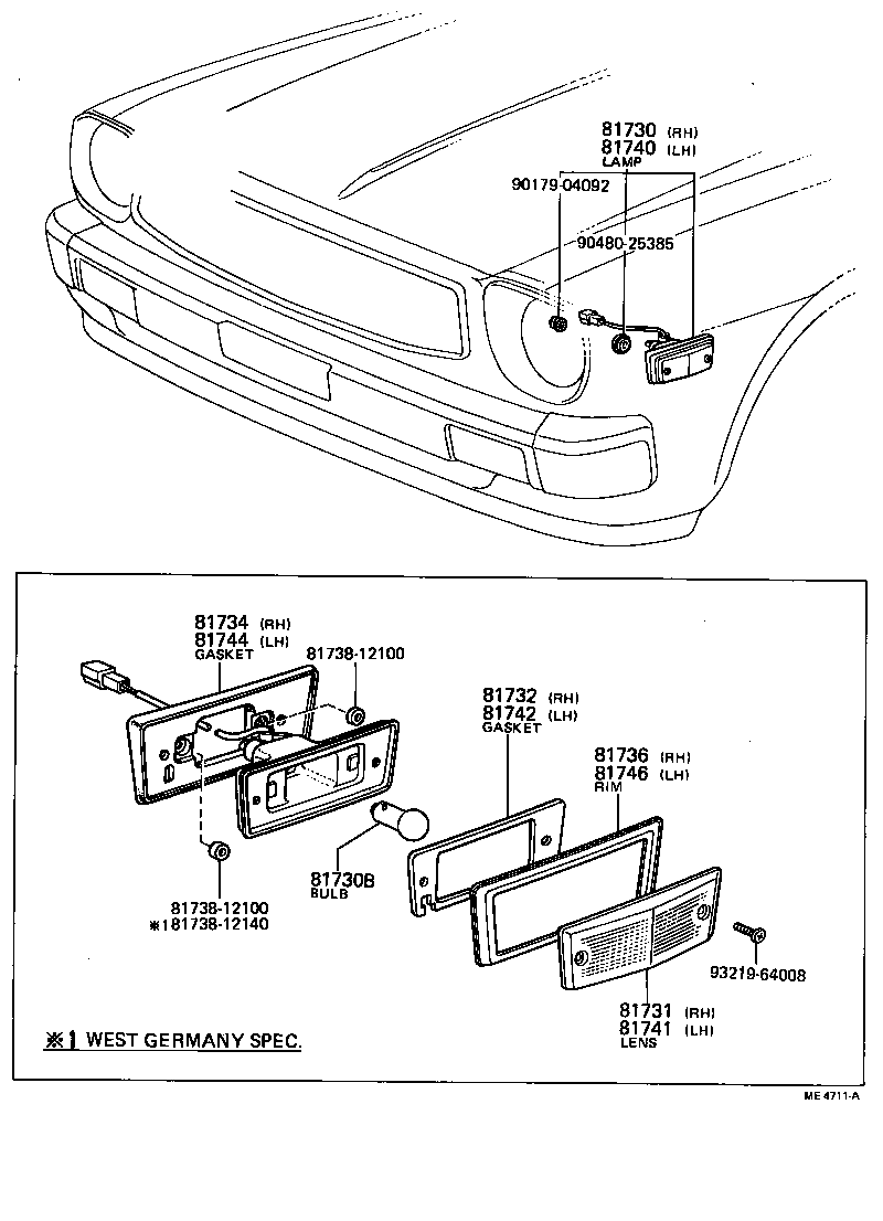 81732-14030 GASKET, SIDE TURN SIGNAL LAMP LENS, RH product image